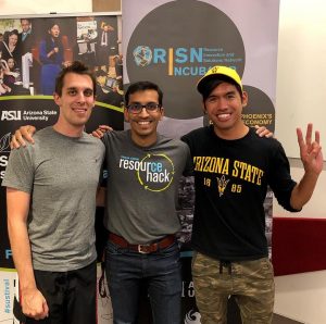 Three male ASU students standing and smiling
