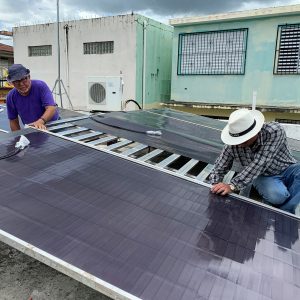 People working on Soalr panel installation in Puerto Rico