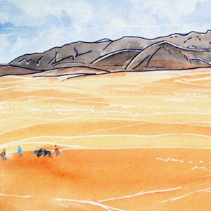 drawing of desert landscape
