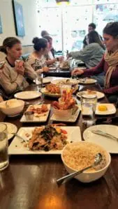 Group eating meal