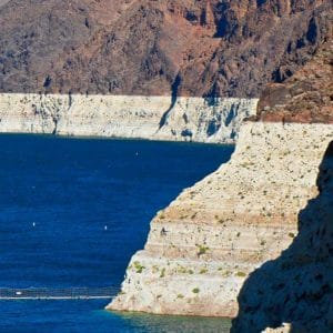 Low levels of water in Lake Mead