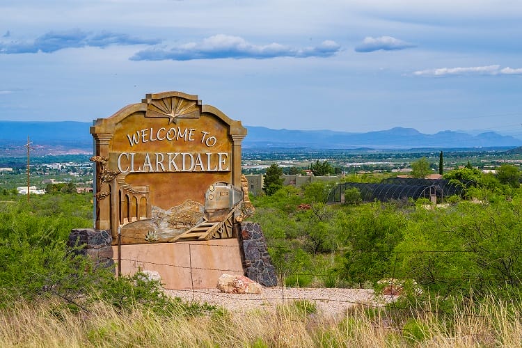 Entry sign to the town of Clarkdale, Arizona.