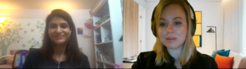 Sara Saeed and Sehat Kahani speaking with Amanda Kiviaho