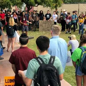 Youth of a community rallying for climate action