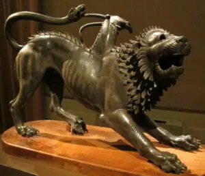 photo of the Chimera d'Arezzo bronze Etruscan sculpture