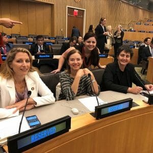 2018 WE Empower UN SDG Challenge awardees seated at the 2018 United Nations General Assembly