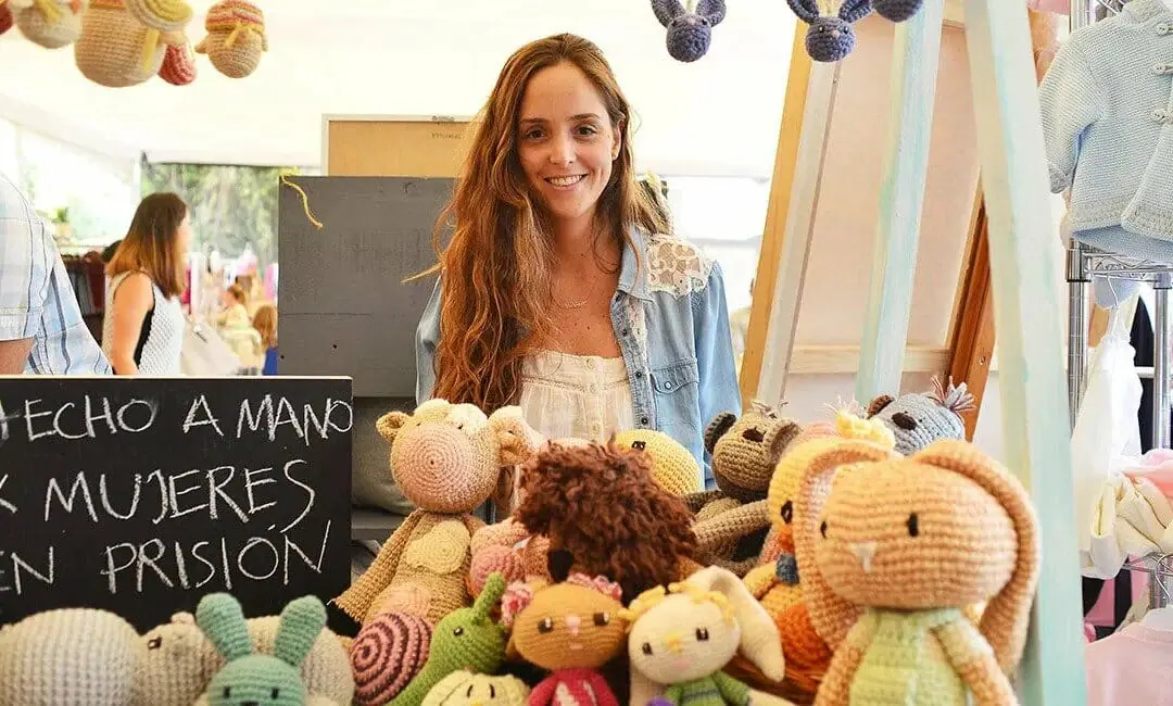 Teddies with woman