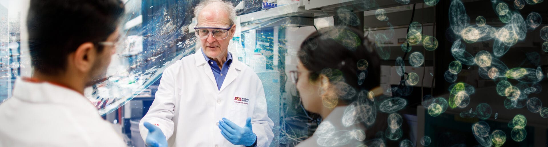 Bruce Rittmann in the lab with researchers